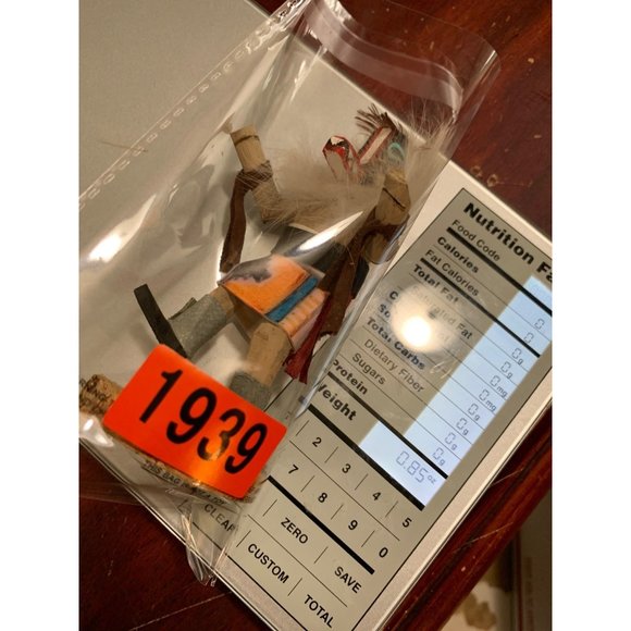 Kachina 4.5” Doll Native American Navajo Badger Dancing Wooden Feathered with Le - Picture 8 of 8